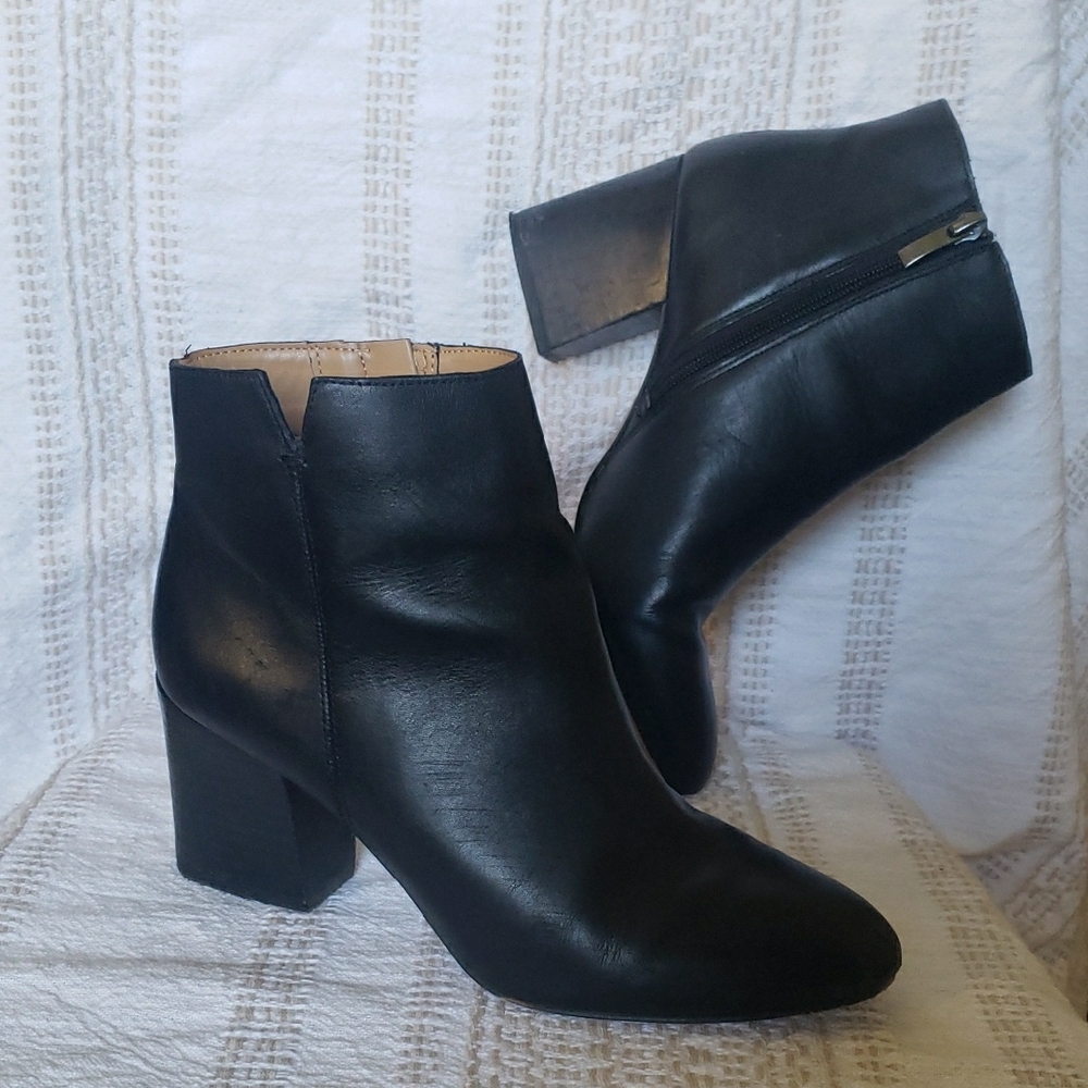 Leather Black Ankle Boots Size 7.5M